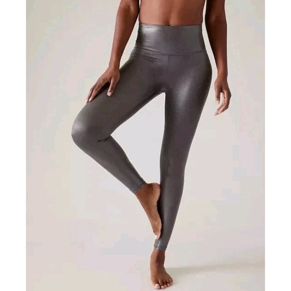Athleta Gold Metallic Leggings Sz XSmall NWOT Disco Yoga Cottagecore Festival